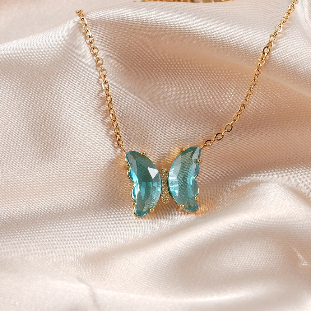 Women Trendy Party Wedding Jewelry Design 7 Colors Charm Crystal Butterfly Pendant Necklaces
Women Trendy Party Wedding Jewelry Design 7 Colors Charm Crystal Butterfly Pendant Necklaces