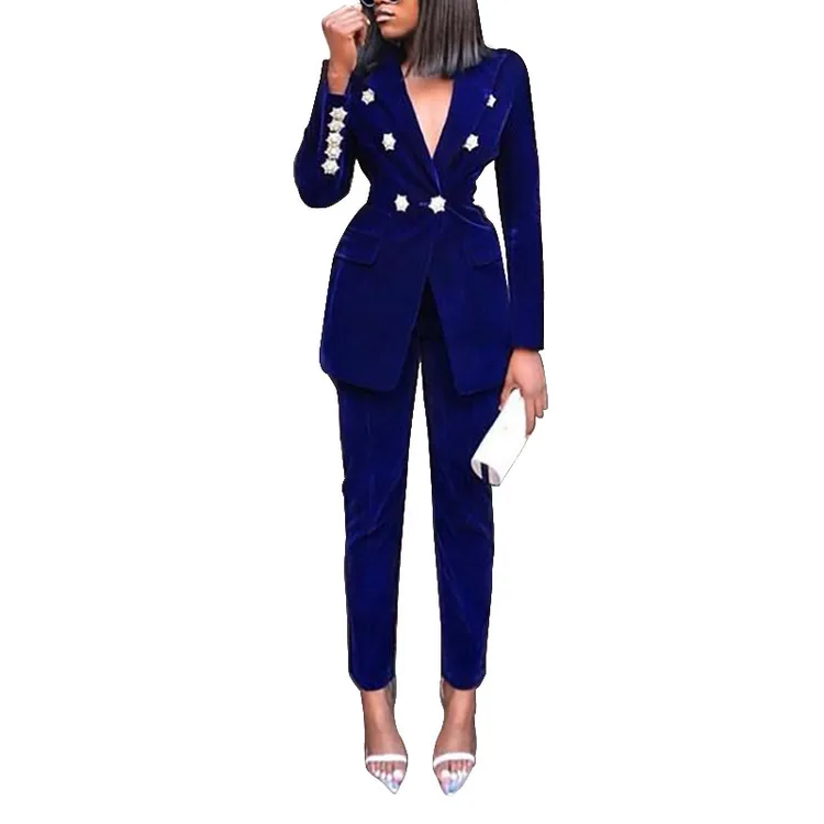 Hot Sale Women Tuxedo with Button 2 Pieces Set Business Suits Formal Suit for Ladies
Hot Sale Women Tuxedo with Button 2 Pieces Set Business Suits Formal Suit for Ladies