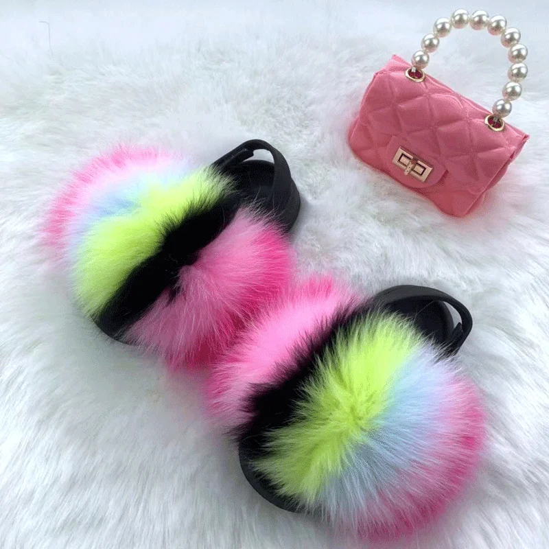 2021 Wholesale Summer Fur Slippers Handbags Set Furry Fluffy Women's kids Fox Fur Slides And Matching Purse, Customized color
2021 Wholesale Summer Fur Slippers Handbags Set Furry Fluffy Women's kids Fox Fur Slides And Matching Purse, Customized color