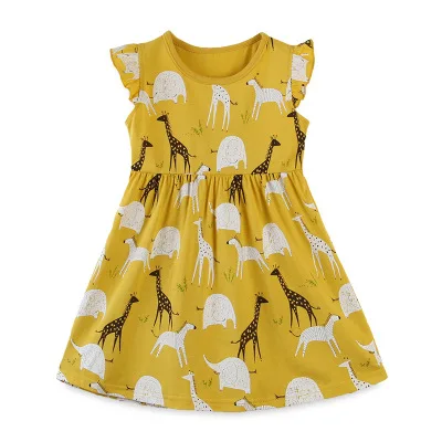 Summer Western Children Clothes Pure Cotton Fly Sleeve Girls Dress Cartoon Printed Princess Dresses, Yellow
Summer Western Children Clothes Pure Cotton Fly Sleeve Girls Dress Cartoon Printed Princess Dresses, Yellow