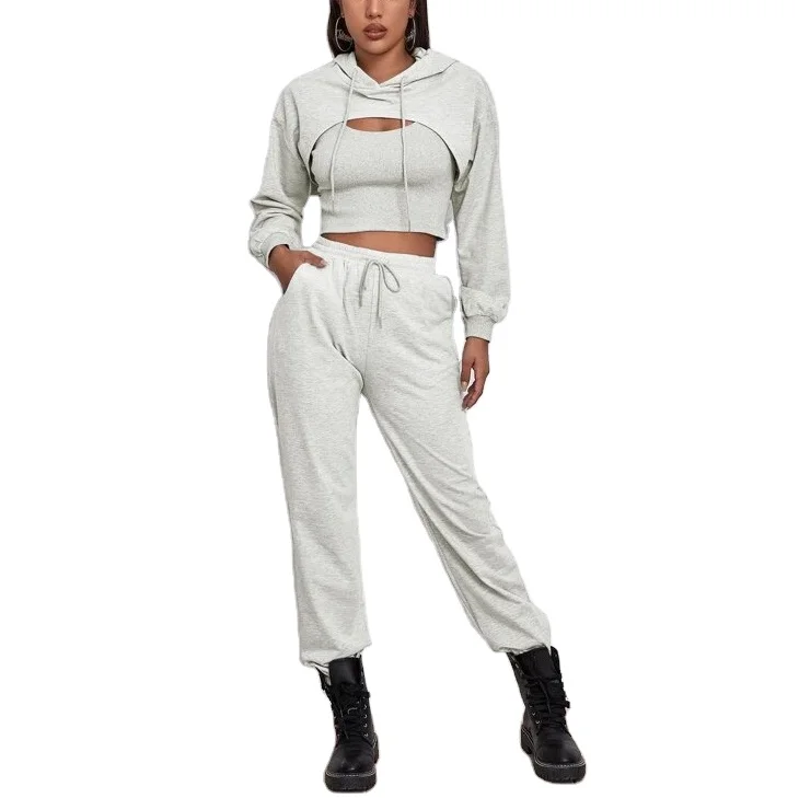 XIUYU Custom Sport Style Women Short Version show Ur The Chest Drawstring Hoodie With Vest And Jogging Trouser Suit
XIUYU Custom Sport Style Women Short Version show Ur The Chest Drawstring Hoodie With Vest And Jogging Trouser Suit