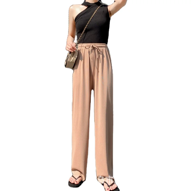 Ice silk wide-leg pants women spring and summer high waist slimming casual loose student trousers straight
Ice silk wide-leg pants women spring and summer high waist slimming casual loose student trousers straight