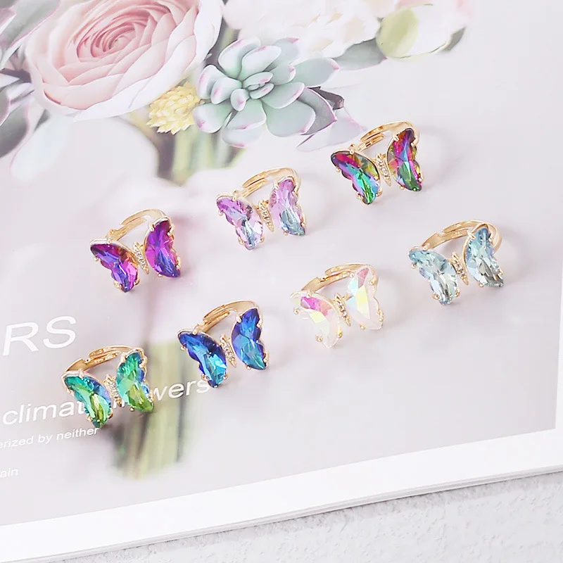 Hobbyworker Crystal Fashion Adjustable Gradient Color Butterfly Open Ring for Jewelry, Colorful
Hobbyworker Crystal Fashion Adjustable Gradient Color Butterfly Open Ring for Jewelry, Colorful