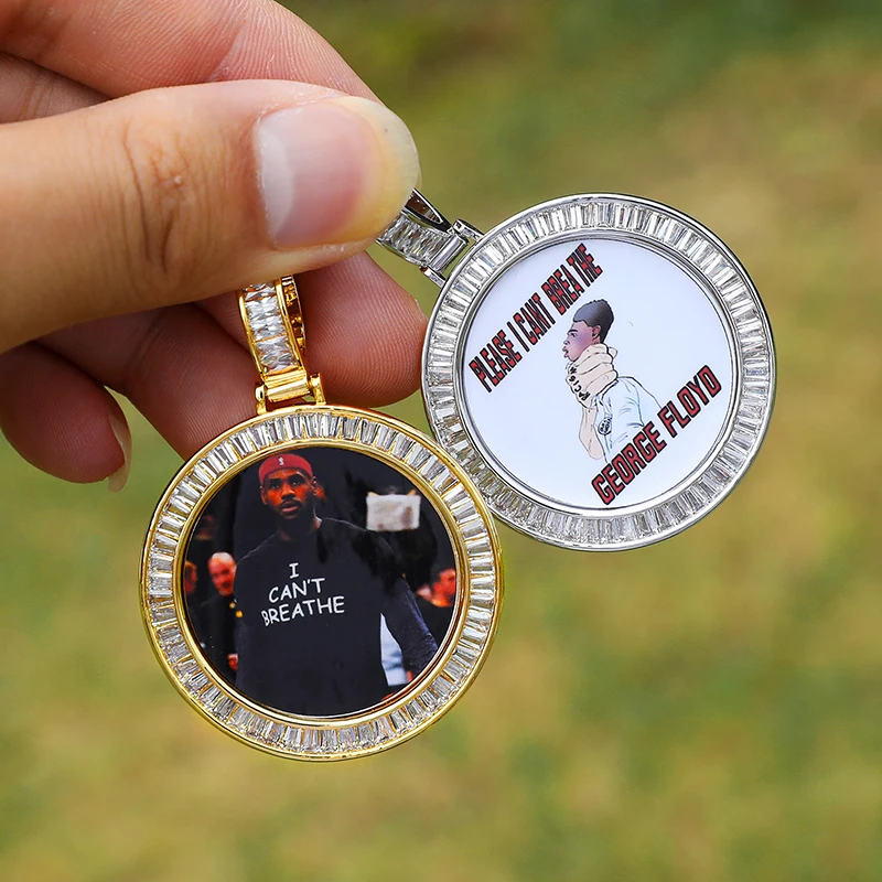Custom Circle Photo Memory Solid Back Baguette CZ Pendant Hip Hop Jewelry Personalized Memory Photo Necklace, 18k gold
Custom Circle Photo Memory Solid Back Baguette CZ Pendant Hip Hop Jewelry Personalized Memory Photo Necklace, 18k gold