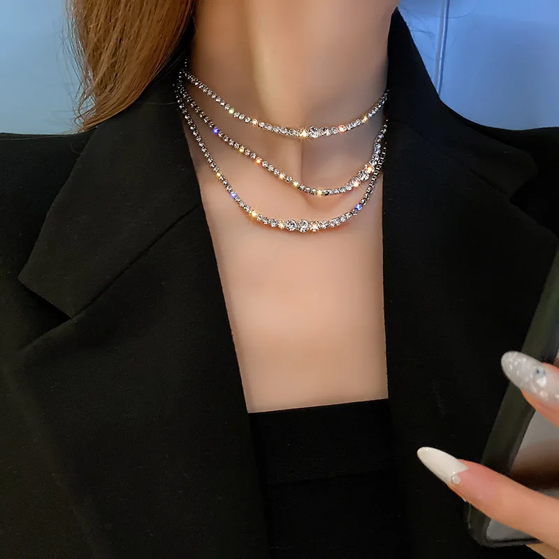Idun Newest Jewelry Multi Layered Diamond Rhinestone Choker Necklace Punk Bling Crystal Tennis Chain Necklace
Idun Newest Jewelry Multi Layered Diamond Rhinestone Choker Necklace Punk Bling Crystal Tennis Chain Necklace