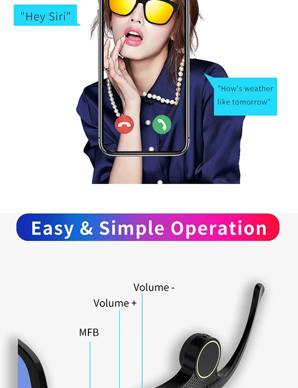 Bone Conduction Wireless Bluetooth Music Sunglasses Earphone Headset Headphone - ANKUX.COM