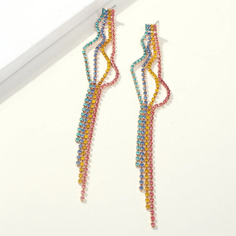 4 rainbow colored rhinestone tassel earrings rainbow colorful Earrings Gold Plated Hoop accessories wedding for women gifts
4 rainbow colored rhinestone tassel earrings rainbow colorful Earrings Gold Plated Hoop accessories wedding for women gifts
