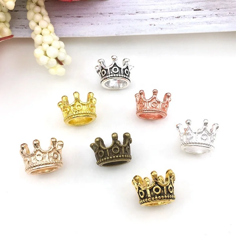 

Micro Pave Metal Women Accessories Supplies Findings Gold Plated Crown Beads Charms For Jewelry Making, Color mixing