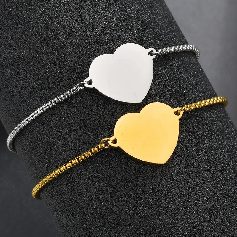Wholesale customized bracelets gold plated stainless steel adjustable custom logo engraved heart bracelet bangle Jewelry, Picture shows
Wholesale customized bracelets gold plated stainless steel adjustable custom logo engraved heart bracelet bangle Jewelry, Picture shows