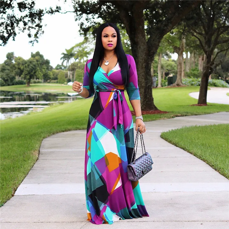 Fashion Sexy V-neck Print Bandage Dinner Dress Evening Women's Evening Dress With Long Sleeves Africa Evening Dress Plus Size, Different colors and support to customized
Fashion Sexy V-neck Print Bandage Dinner Dress Evening Women's Evening Dress With Long Sleeves Africa Evening Dress Plus Size, Different colors and support to customized