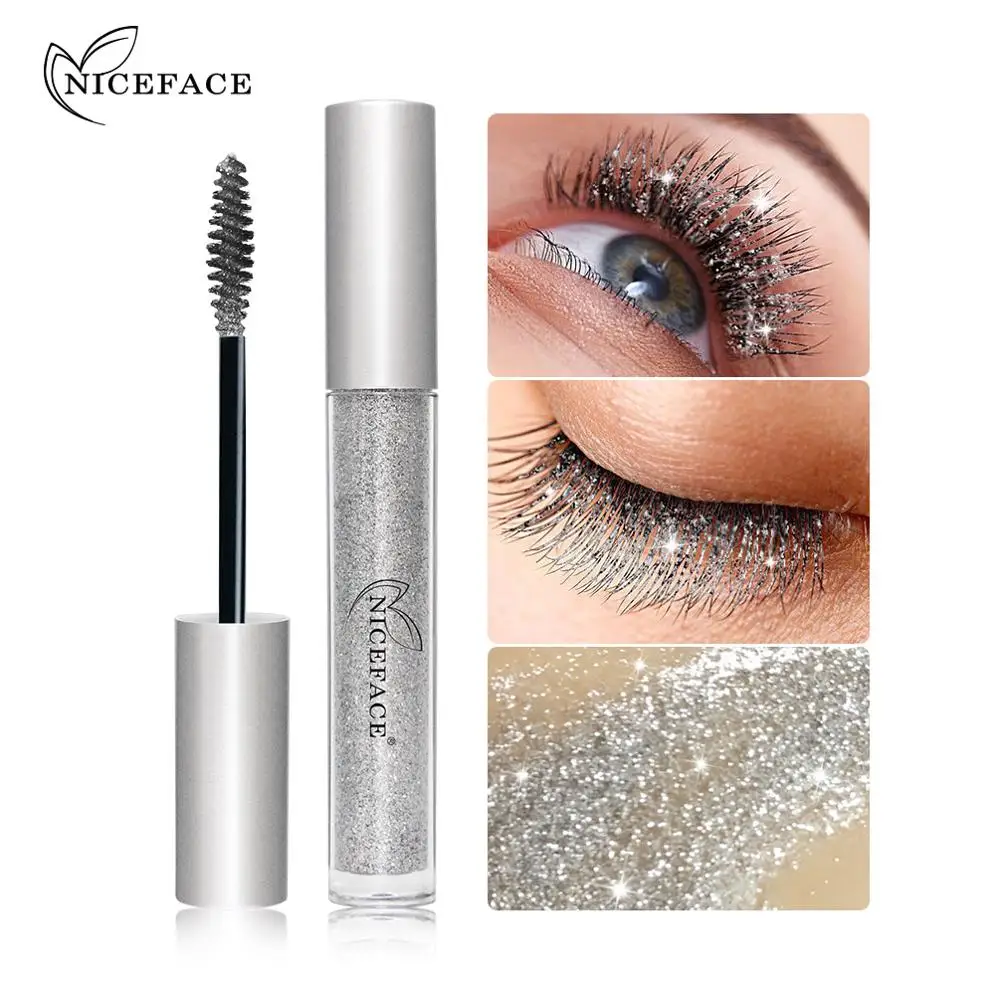 OEM Shining sparkle Long and Curling Mascara rich eyelash silver waterproof thick lash mascara