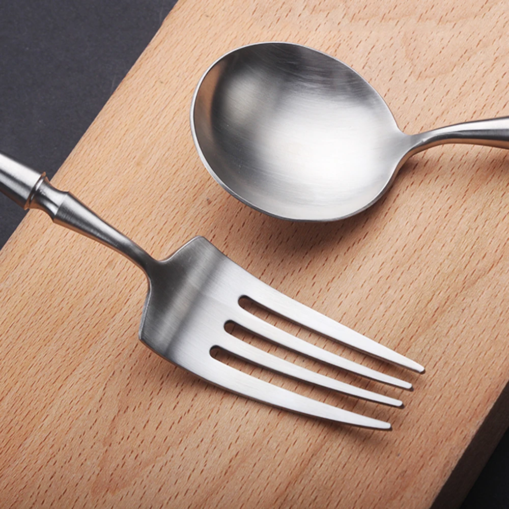 Luxury Retro Style Cutlery Set Round Handle Fork Knives Set Dinning