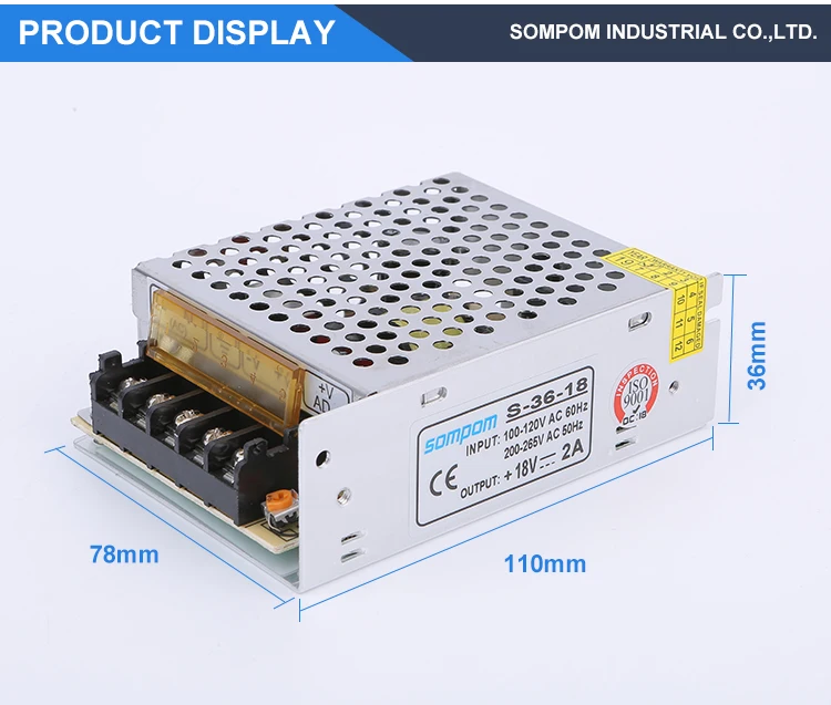 High quality 36W smps DC 18V2A 2 amp regulated power supply pcb