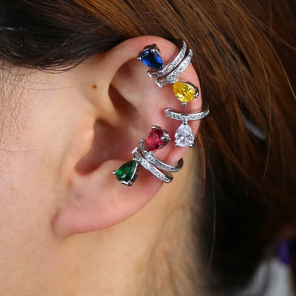 Delicate sparking bling colorful cz rainbow yellow green blue red white jewelry women Fashion No Pierced tear drop cz earring
Delicate sparking bling colorful cz rainbow yellow green blue red white jewelry women Fashion No Pierced tear drop cz earring