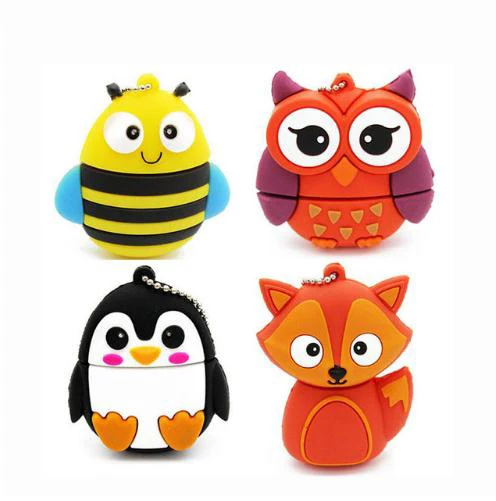 

Free Shipping Cartoon Owl/Bee/Fox/Penguim USB Flash Drive Funny Gift Pen Drive 2.0 1GB 2GB 4GB 8GB 16GB 32GB 64GB 128GB