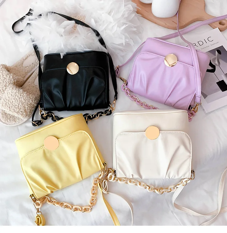 New chain small square fold evening bag candy color leather handbag shoulder bag for women, As show
New chain small square fold evening bag candy color leather handbag shoulder bag for women, As show