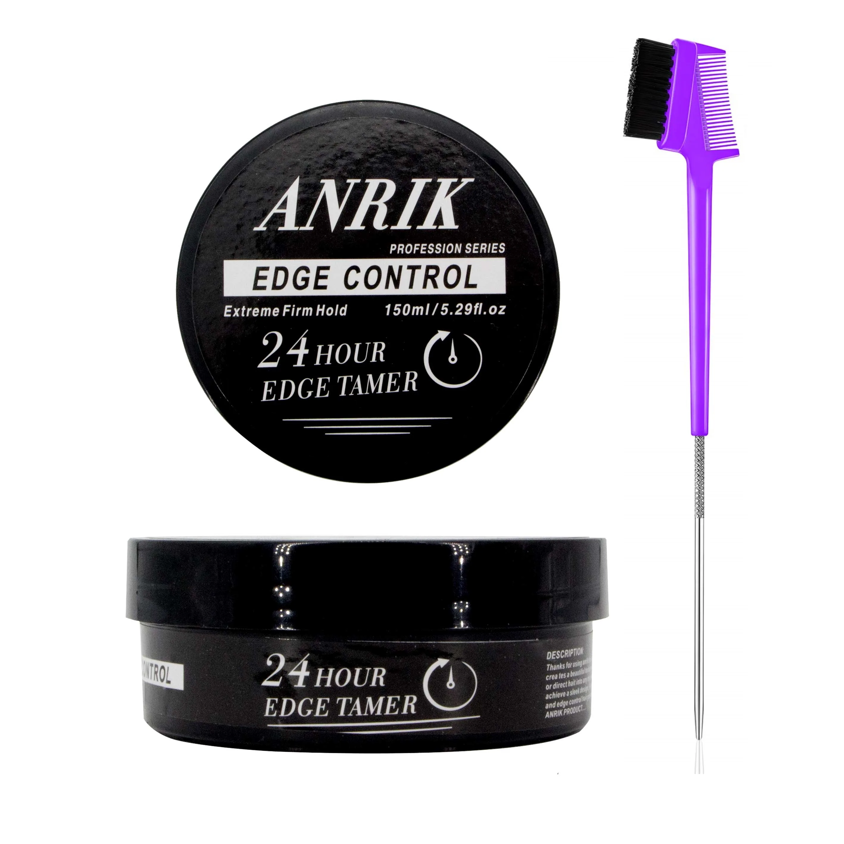 Edge Control Gel Extra Hold and Edge Control Brush with Rat Tail for Black Hair 4c Wholesale, Black bottle
Edge Control Gel Extra Hold and Edge Control Brush with Rat Tail for Black Hair 4c Wholesale, Black bottle