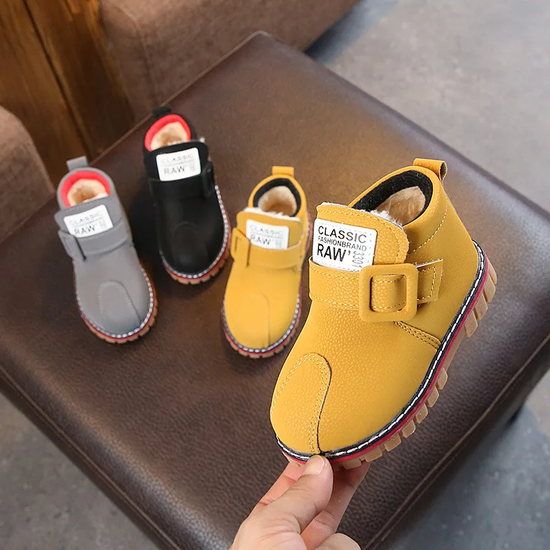 Hot Selling Children's Boots Artificial Leather Plush Lining Winter Shoes for Boys and Girls, Black grey yellow
Hot Selling Children's Boots Artificial Leather Plush Lining Winter Shoes for Boys and Girls, Black grey yellow