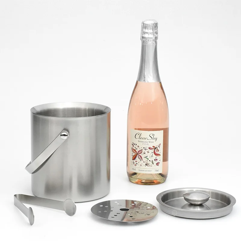 Factory wholesale 201 stainless steel wine chiller double deck insulation cooler ice bucket with lid, Customized color
Factory wholesale 201 stainless steel wine chiller double deck insulation cooler ice bucket with lid, Customized color