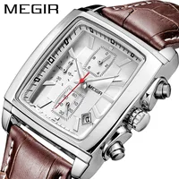 

MEGIR 2028 mens watches top luxury men military sport luminous wristwatch chronograph leather quartz watch relogio masculino