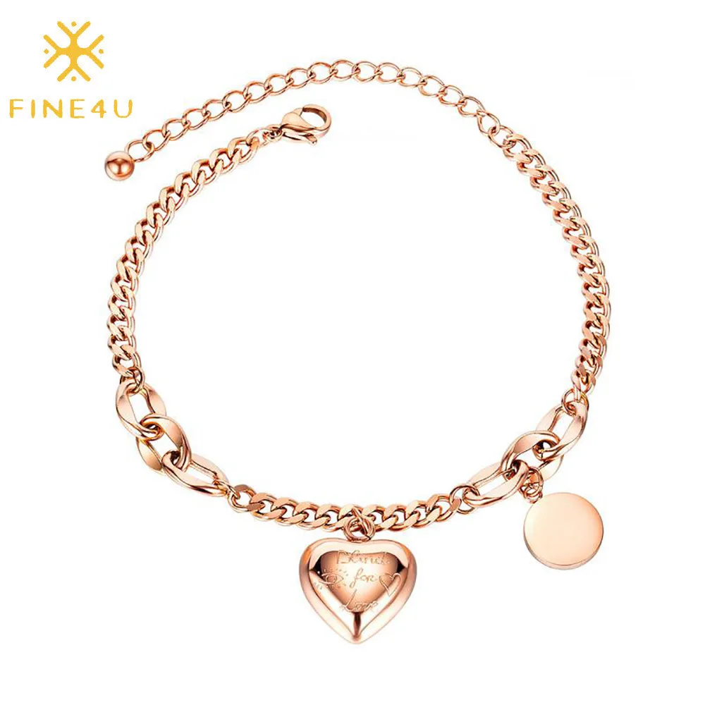 Women fashion rose gold plated round smooth blank coin disc link chain heart charm bracelet stainless steel, Rose gold/gold/steel
Women fashion rose gold plated round smooth blank coin disc link chain heart charm bracelet stainless steel, Rose gold/gold/steel