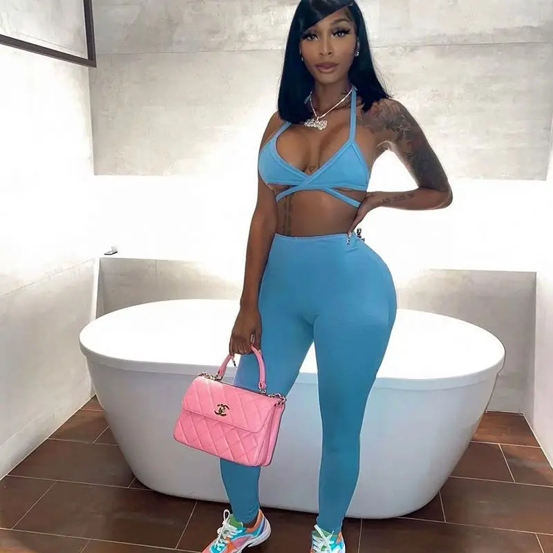 Kuaihai K21ST169 Sexy Halter Crop Top+High Waist Pant Women Two Piece Pant Set Solid Color Sleeveless Top Activewear Pant Set
Kuaihai K21ST169 Sexy Halter Crop Top+High Waist Pant Women Two Piece Pant Set Solid Color Sleeveless Top Activewear Pant Set