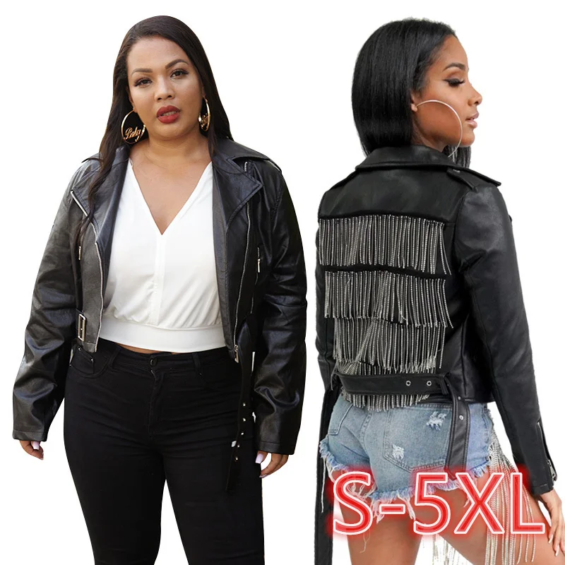 super plus size clothing PU leather printed rivet tassel joint personalized motorcycle Women jacket plus size leather jacket
super plus size clothing PU leather printed rivet tassel joint personalized motorcycle Women jacket plus size leather jacket