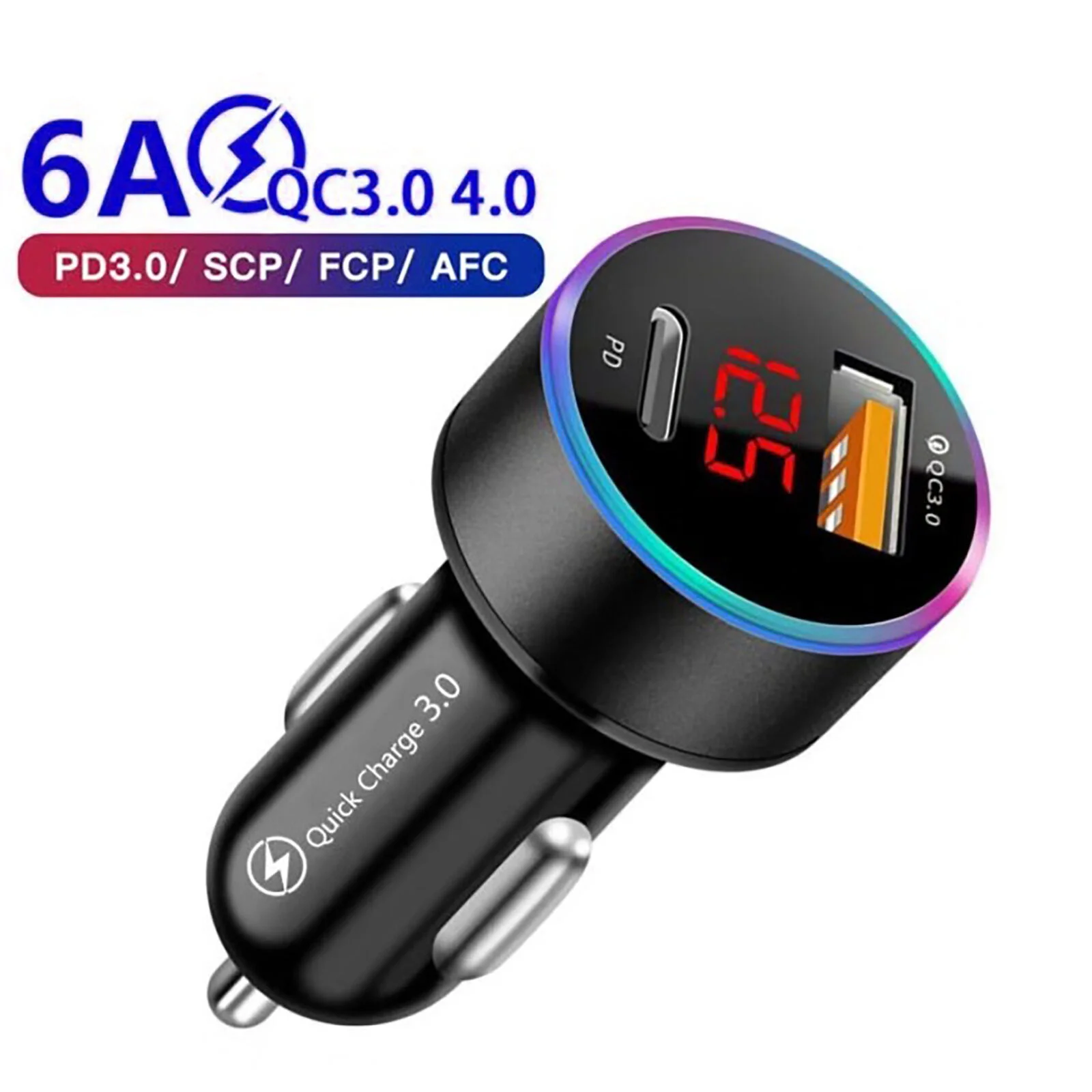 best selling products 2020 36W PD TYPE-C fast charging QC 3.0 USB dual USB-C car charger adapter with LED digital display, Silver black blue red gold
best selling products 2020 36W PD TYPE-C fast charging QC 3.0 USB dual USB-C car charger adapter with LED digital display, Silver black blue red gold