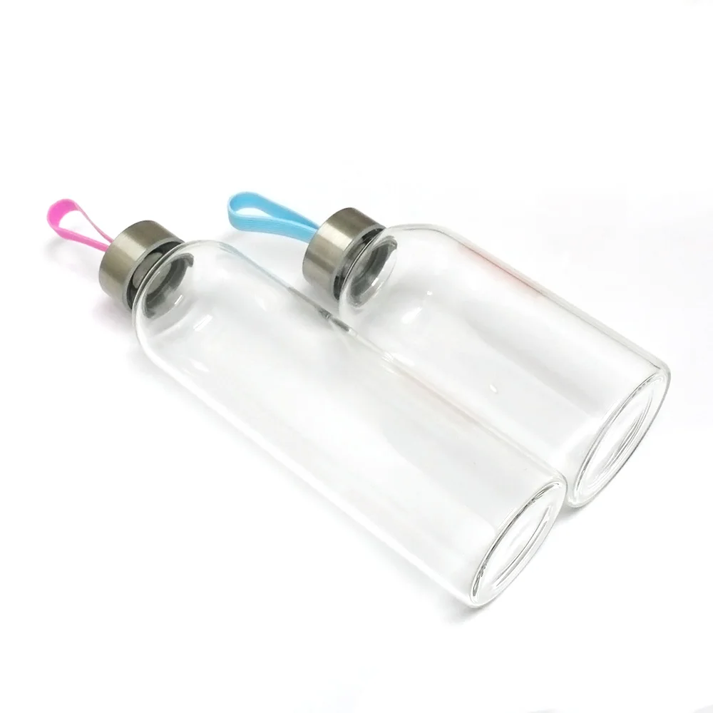 Glass water bottle silicone 500 ml, water bottle glass, drinking bottle glass