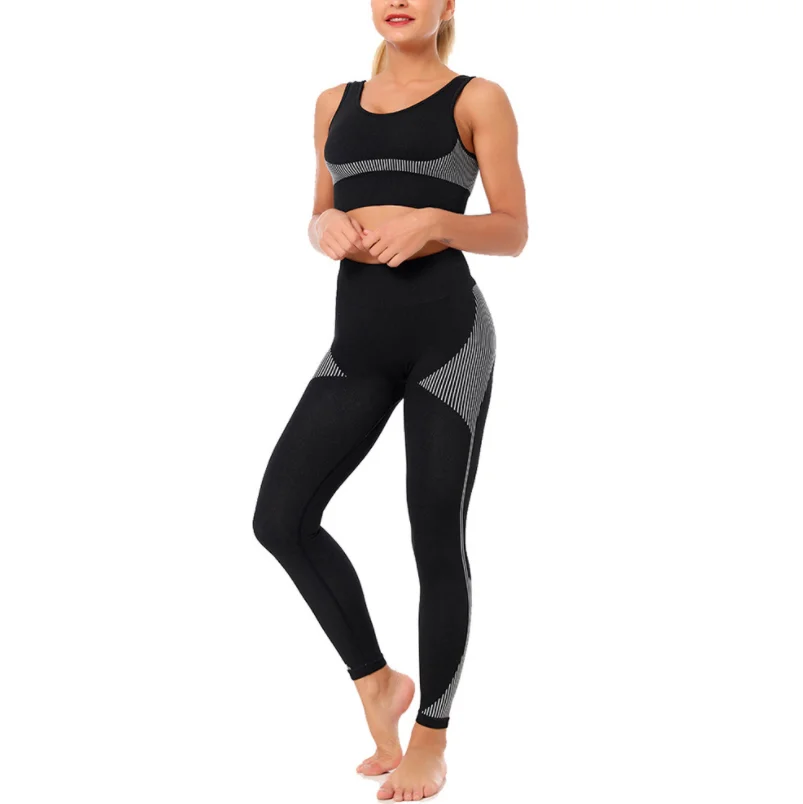 2020 New Arrival Stylish Stripe Sports Tight Fitness Seamless Bra Leggings Women Two Piece Yoga Set, As picture
2020 New Arrival Stylish Stripe Sports Tight Fitness Seamless Bra Leggings Women Two Piece Yoga Set, As picture