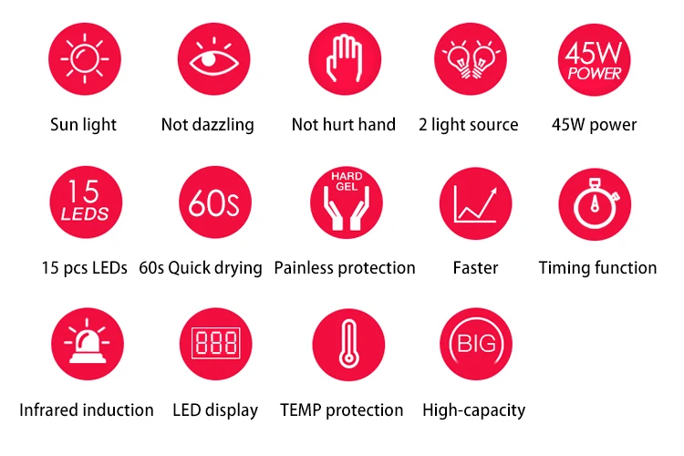 led digital display uv lamp nail dryer 45w nail lamp