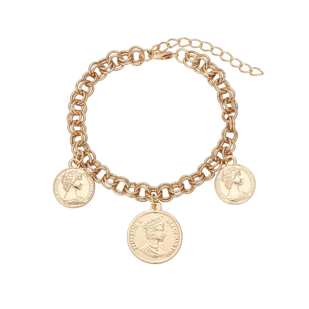 Fancy 18K Rose Gold Plated Bracelet Stainless Steel Bracelet Boho Coin Charm Bracelet Woman, Picture showed
Fancy 18K Rose Gold Plated Bracelet Stainless Steel Bracelet Boho Coin Charm Bracelet Woman, Picture showed