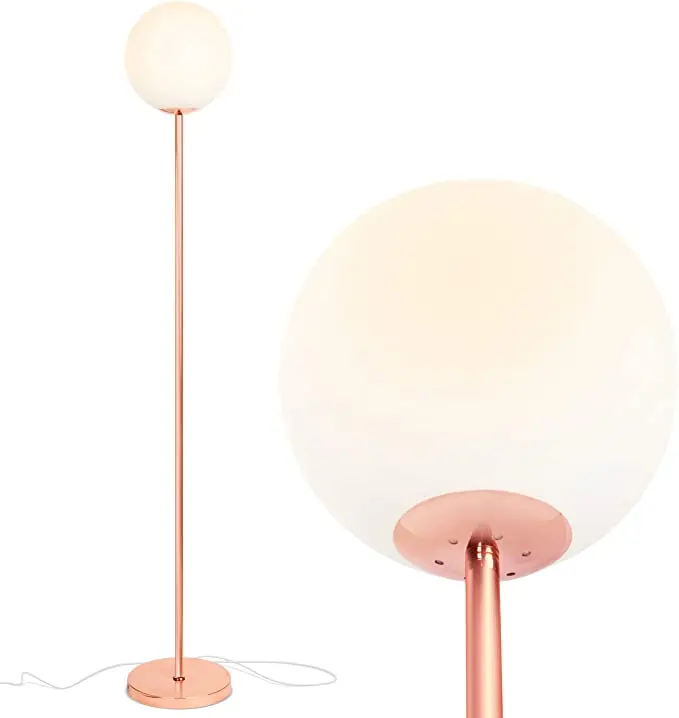 Mid Century Modern Standing Lighting Glass Globe Floor Lamp for Living Rooms Bedroom &Office