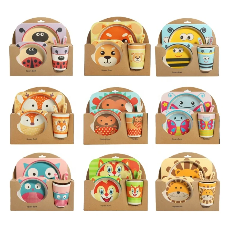 Plastic 5 Pieces Plate Bamboo Fiber Kids Dinner Set Cartoon Animal Print Tableware Set
Plastic 5 Pieces Plate Bamboo Fiber Kids Dinner Set Cartoon Animal Print Tableware Set