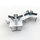 Popular Office Popular Design Office Staff Table With Black ABS Bezel For 3/5/7/9 Persons Use Office Desk Furniture