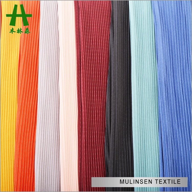 Mulinsen Textile Plain Dyed Pleated Textile Polyester Dty Interlock