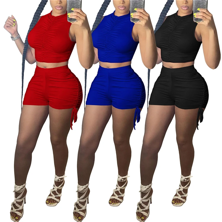 Q4223-2021 women summer clothes ruffles sleeveless 2 piece short set lounge wear, Picture
Q4223-2021 women summer clothes ruffles sleeveless 2 piece short set lounge wear, Picture