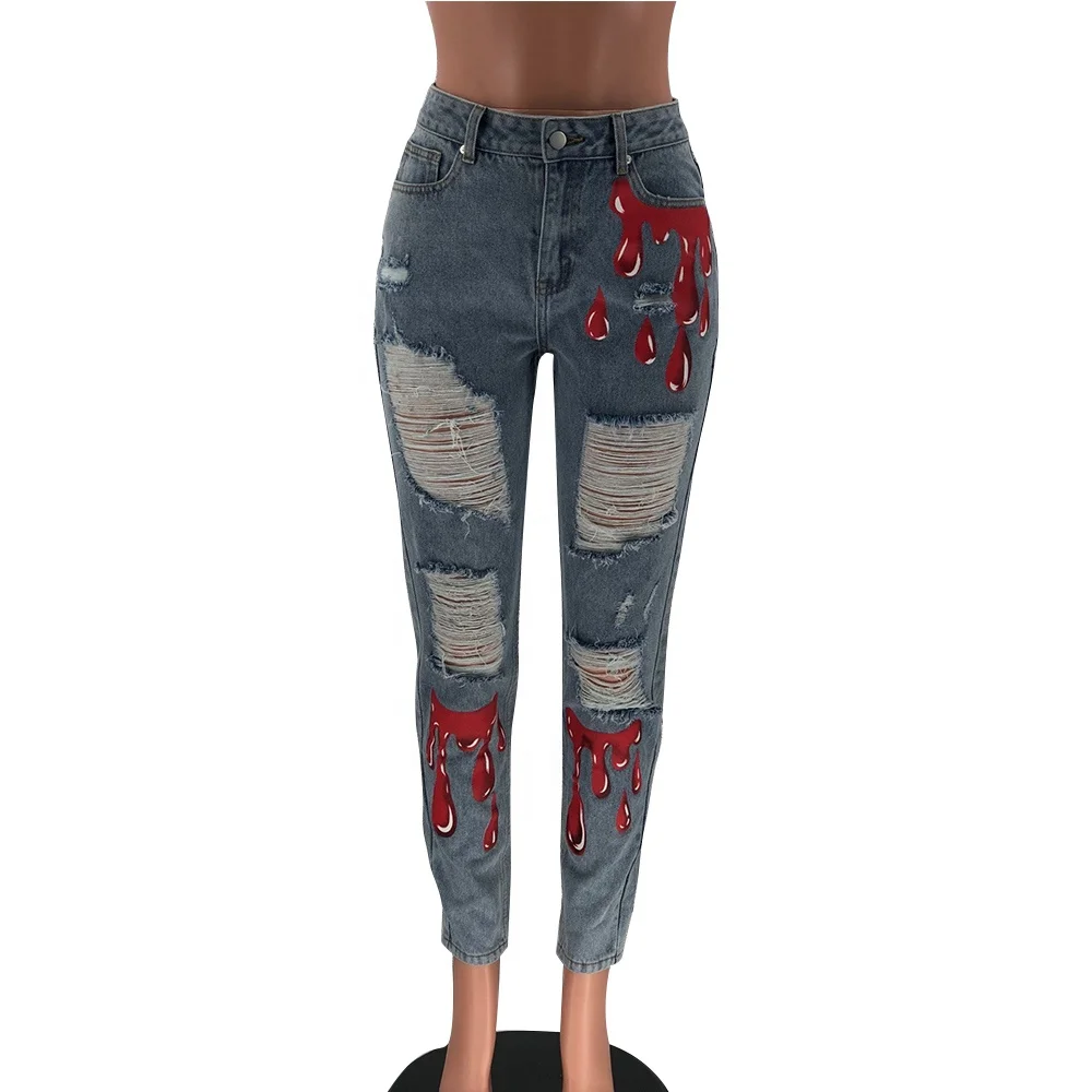Xinyi 2020 fashion new design hole printing pants fashion tear jeans, Photo color
Xinyi 2020 fashion new design hole printing pants fashion tear jeans, Photo color