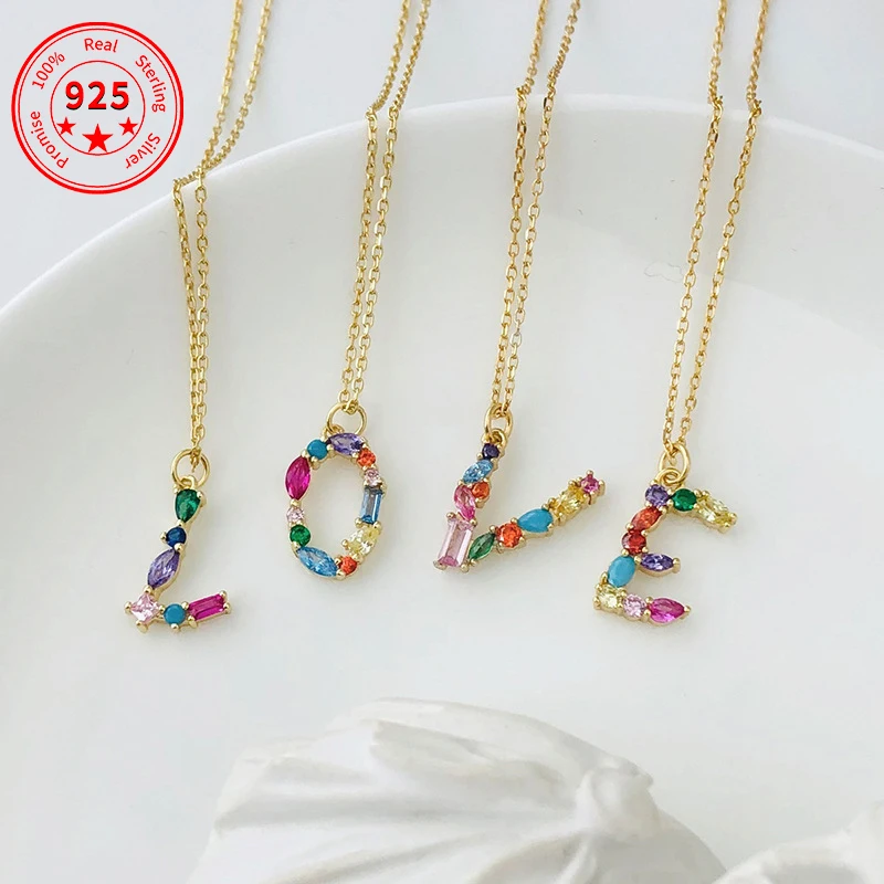 Fashion 925 Sterling Silver Designer Color Crystal Letter Necklace Zircon Initial Pendant Necklace Woman Jewelry Wholesale, Gold
Fashion 925 Sterling Silver Designer Color Crystal Letter Necklace Zircon Initial Pendant Necklace Woman Jewelry Wholesale, Gold