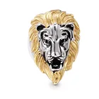 Europe and America high quality 18K gold lion head stainless steel ring jewelry
