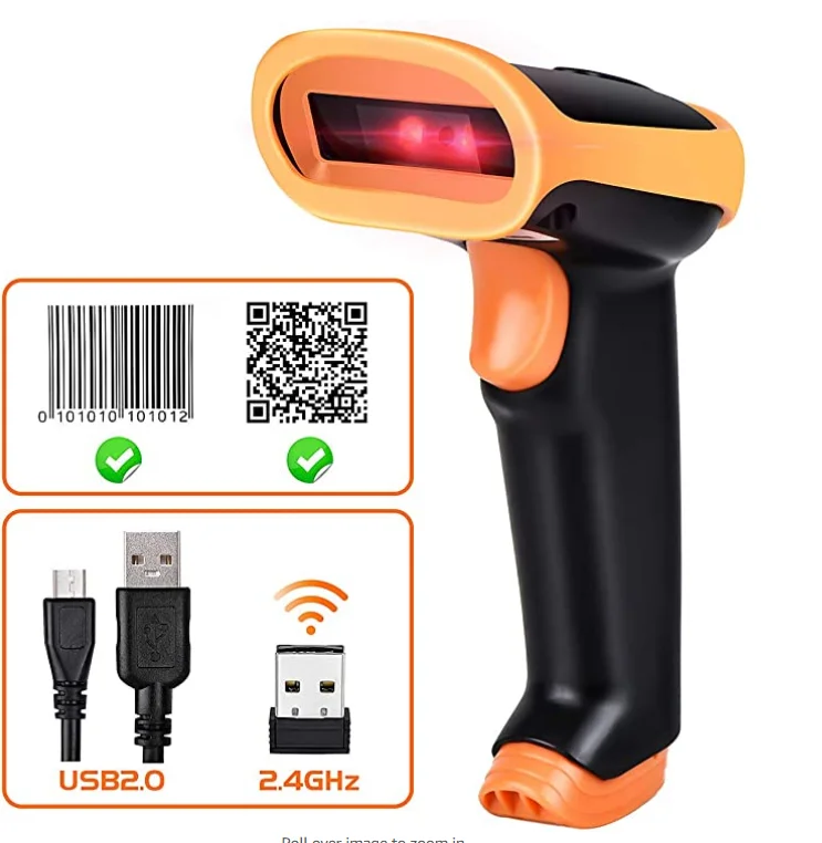 

KEFAR Wireless 2D Handheld Barcode Scanner QR Barcode Reader and CCD Portable 1D Bar code Scanner