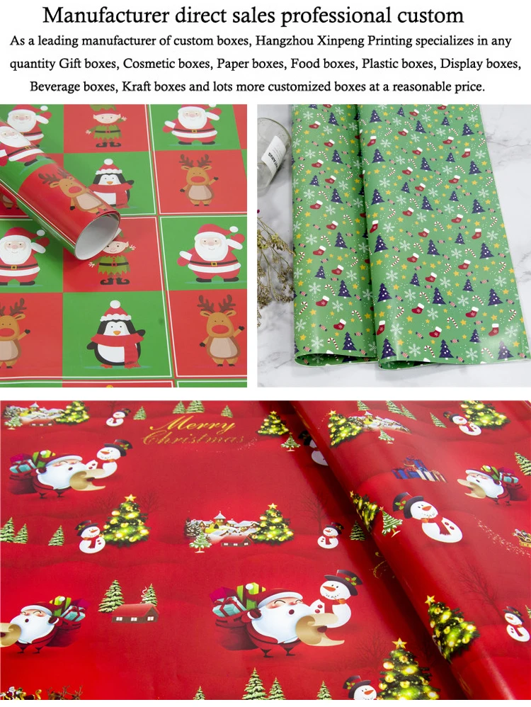 custom beautiful christmas gift wrapping paper rolls wholesale