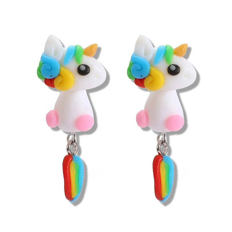 Fashion Rainbow Pony Polymer Clay unicorn horse Earring Simple Women Ear Jewelry Cute Sweet Girls Accessories Party Gifts, Picture shows
Fashion Rainbow Pony Polymer Clay unicorn horse Earring Simple Women Ear Jewelry Cute Sweet Girls Accessories Party Gifts, Picture shows