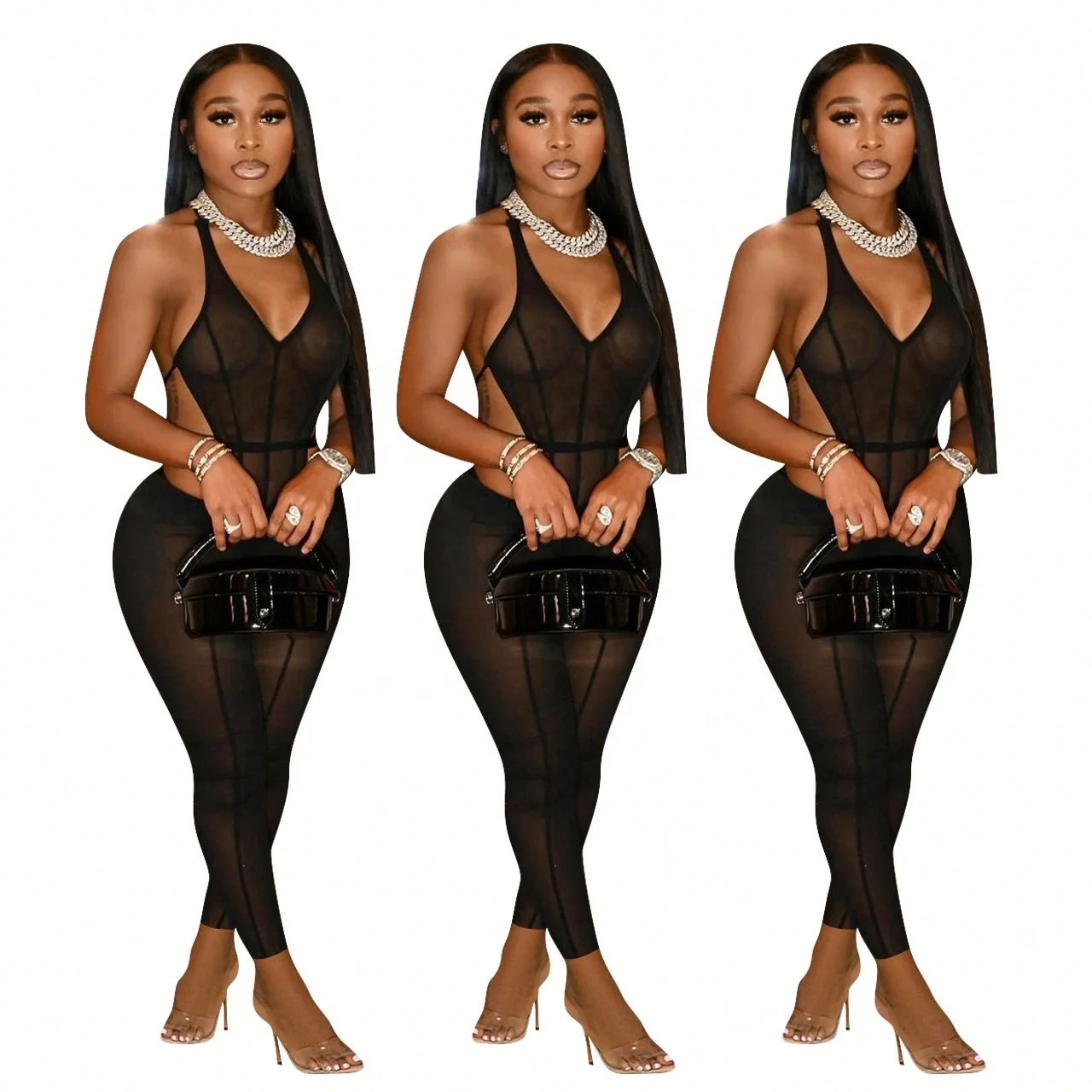 Sexy Club Party Jumpsuit 2021 Summer Women Clothing V-neck One Piece Jumpsuit Mesh Halter S for Ladies Rompers
Sexy Club Party Jumpsuit 2021 Summer Women Clothing V-neck One Piece Jumpsuit Mesh Halter S for Ladies Rompers