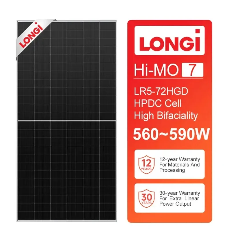

Longi High Efficiency Hi-Mo 7 Solar Panels 580w LONGi Himo 7 Pv Solar Power Modules Bifacial 560w 565w 570w 575w 585w 590 watts