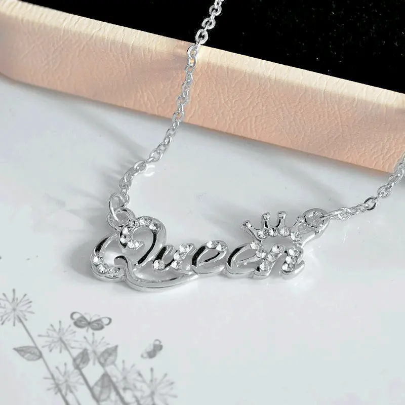 Luxury Jewelry Gold-Color Queen Letter Crown Crystal Pendant Necklace Personality Pendant Necklace For Women Female Gifts, Picture 
Luxury Jewelry Gold-Color Queen Letter Crown Crystal Pendant Necklace Personality Pendant Necklace For Women Female Gifts, Picture