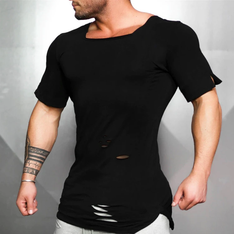 New men summer Muscular man elastic force Breathable GYM clothes Solid color Hole personality Short sleeve Tees, Colors
New men summer Muscular man elastic force Breathable GYM clothes Solid color Hole personality Short sleeve Tees, Colors