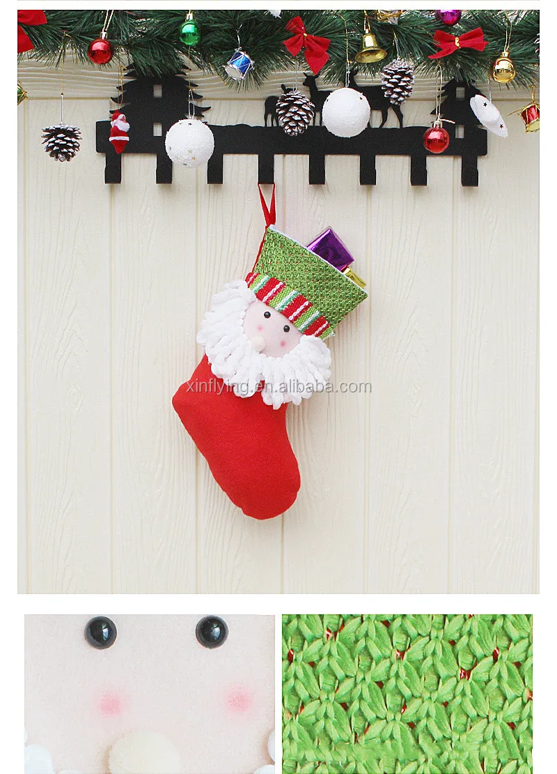 sock gift bag santa claus, snowman, elk tree stocking christmas