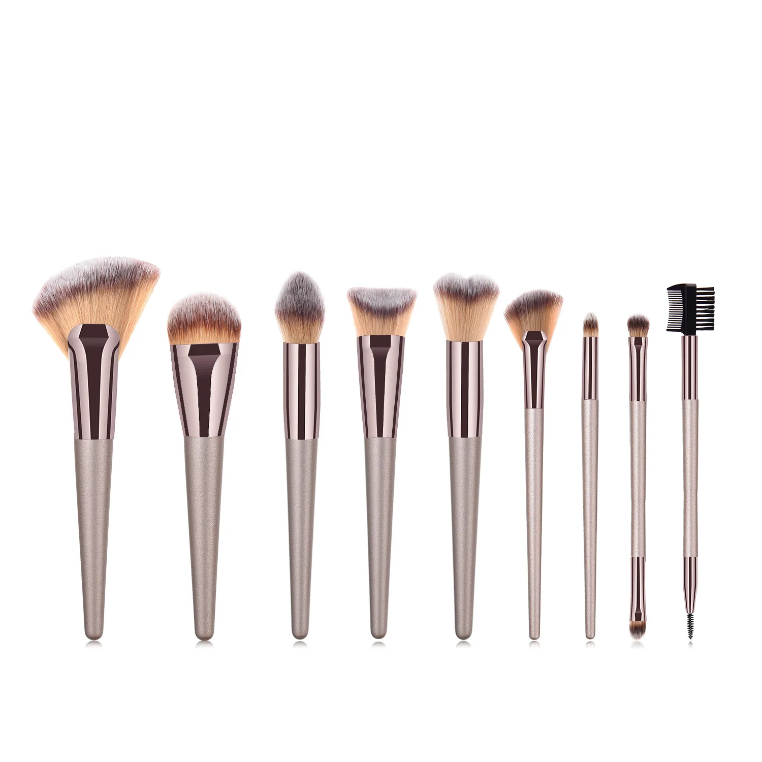 Customized 9 pcs champagne gold makeup brush white sets single rose powder Good Quality
Customized 9 pcs champagne gold makeup brush white sets single rose powder Good Quality