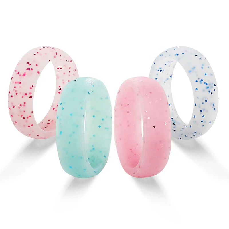 New Starry Glitter Color Silicone Wedding Bands for Women Silicone Sports Thin Breathable Rings, Picture shows
New Starry Glitter Color Silicone Wedding Bands for Women Silicone Sports Thin Breathable Rings, Picture shows